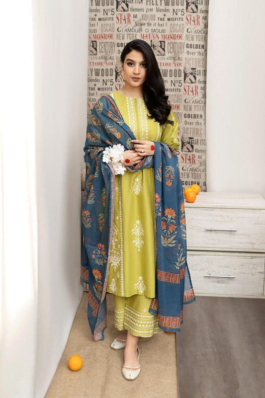 Pure lawn 3 piece suit- Embroidered (unstitched)
