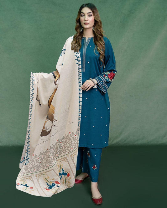 3 piece pure lawn suit -Embroidered (unstitched)