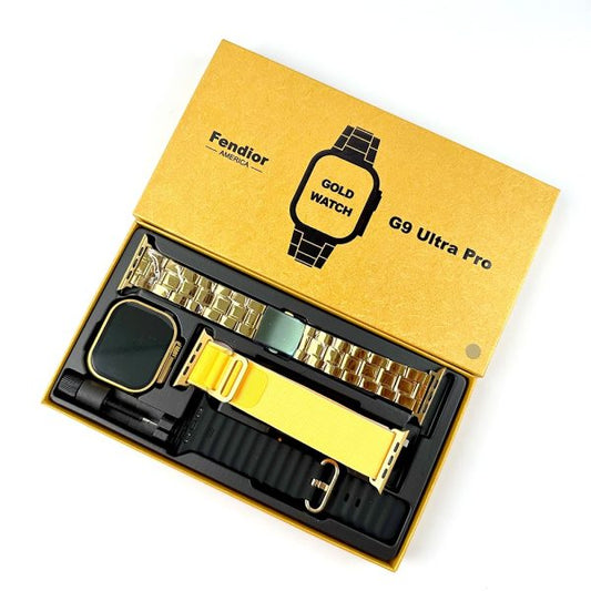 G9 Ultra Pro Smart Watch ( Golden Edition ) Smartwatch With 3 Straps